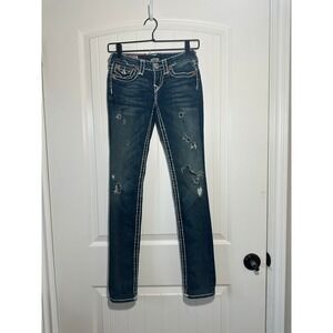 Vintage Y2K‎ True Religion Julie T White Stitching Low Rise Skinny Jeans Size 26
